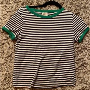 navy blue and white stripped tee